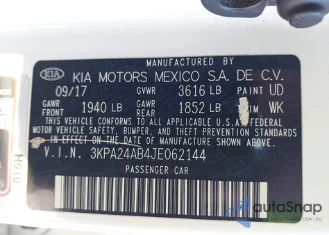 2018 Kia Rio Lx from USA, damaged, VIN 3KPA24AB4JE062144